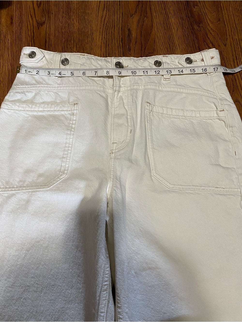Free People We The Free Off-White Palmer Cuffed Wide-Leg Jeans Size 30 - Picture 4 of 6